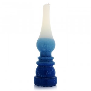 Safed Candles Lamp Havdalah Candle with Blue, White and Turquoise Sections Bougies de Fêtes Juives