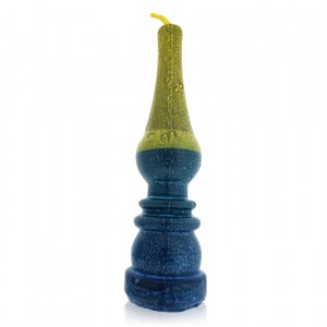 Safed Candles Oil Lamp Havdalah Candle with Blue and Green Sections Bougies de Fêtes Juives