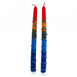 Safed Candles Pair of Shabbat Candles with Five Colors Shabbat