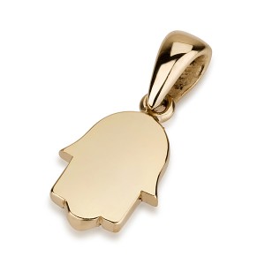 14k Yellow Gold Chamsa Pendant with Polished Surface Colliers & Pendentifs