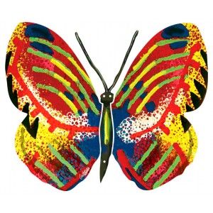 David Gerstein Metal Tsiona Butterfly Sculpture with Basic Colors