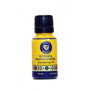 Blue Glass Bottle with Frankincense and Myrrh Anointing Oil (15ml)