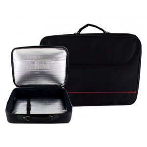 Black Tallit Bag with Thermal Insulation and Thin Red Stripe Talits