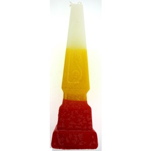 Red, Yellow & White Wax Havdalah Candle by Safed Candles with Lighthouse Design Bougies de Fêtes Juives