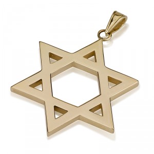 14k Yellow Gold Traditional Star of David with Simple Design Colliers & Pendentifs