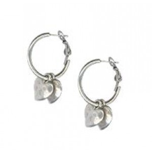 Silver Hoop Earrings with Pairs of Heart Charms  Boucles d'Oreilles