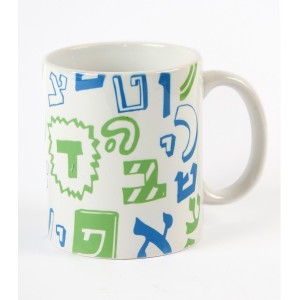 White Ceramic Mug with Hebrew Alphabet in Modern Fonts by Barbara Shaw Maison & Cuisine
