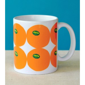White Ceramic Mug with Jaffa Orange Design by Barbara Shaw Maison & Cuisine
