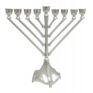 Nickel Hanukkah Menorah with Vertical Design Menorahs & Bougies