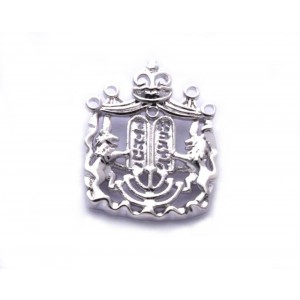 Pendant with Lions, Ten Commandments and Menorah in Rhodium Plated Colliers & Pendentifs