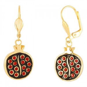 Earrings in Dangling Pomegranates with Garnet Stones Marina Jewelry