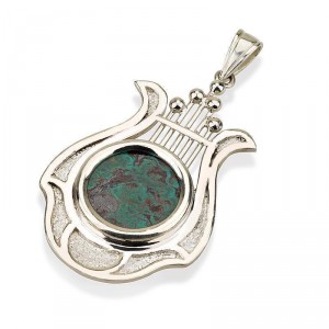 Harp Pendant in Silver with Eilat Stone Ben Jewelry