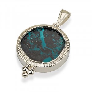 Silver Round Amulet with Eilat Stone Colliers & Pendentifs