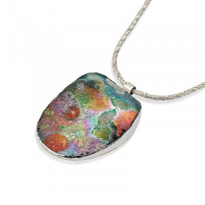 Silver Necklace with Multicolored Roman Glass