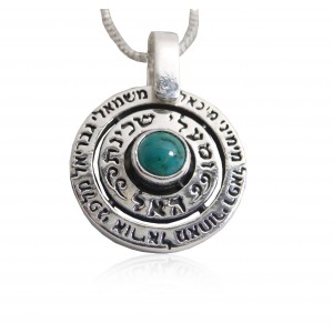 Disc Pendant with Angel Prayer & Turquoise Stone Colliers & Pendentifs