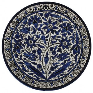 Armenian Ceramic Plate with Floral Scilla Armenia Motif in Blue Armenian Ceramics