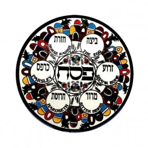 Armenian Ceramic Seder Plate with Jerusalem Motif Pessah

