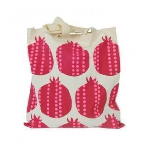 Tote Bag in White with Pomegranates Design in Canvas Vêtements
