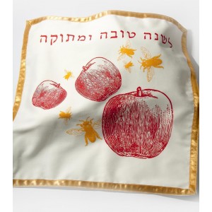 Challah Cover with Apples & Bees Design Shabbat