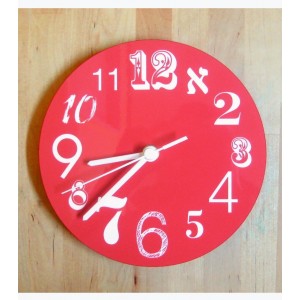 Wall Clock in Bright Red with Numbers in Contrasting Fonts Maison & Cuisine
