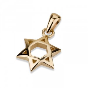 14k Yellow Gold Star of David Pendant in Convex & Cut-Out Shape Colliers & Pendentifs
