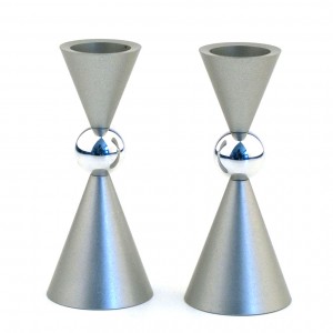 Small Shabbat Candlesticks with Ball Shaped Center
