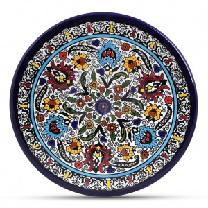 Armenian Ceramic Plate with Armenian Tulip Ornamental Flower Motif Armenian Ceramics