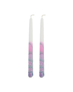Galilee Style Candles Shabbat Candle Pair in Pink and White