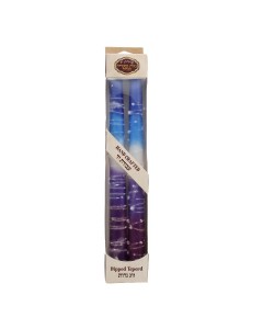 Wax Shabbat Candles by Galilee Style Candles in Blue and Purple Bougies de Fêtes Juives