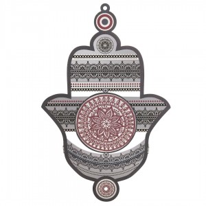 Dorit Judaica Hamsa Wall Hanging With Mandala Pattern (Red, White, Grey and Black) Décorations d'Intérieur