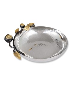 Medium Oval Stainless Steel Bowl with Pomegranate Design by Yair Emanuel