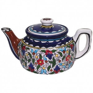 Teapot with Anemones Flower Motif Armenian Ceramics