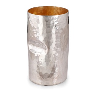 Hammered Sterling Silver Kiddush Cup by Bier Judaica Sterling Silver