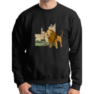 Jerusalem Sweatshirt with Lion (Variety of Colors to Choose From) Sweats à Capuche Israéliens
