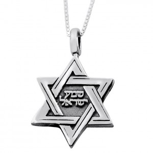 Micro Book of Psalms 925 Sterling Silver Star of David Necklace Colliers & Pendentifs