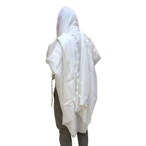 Talit Kalil Te'helet en Laine – Bandes Blanches Traditional Tallit