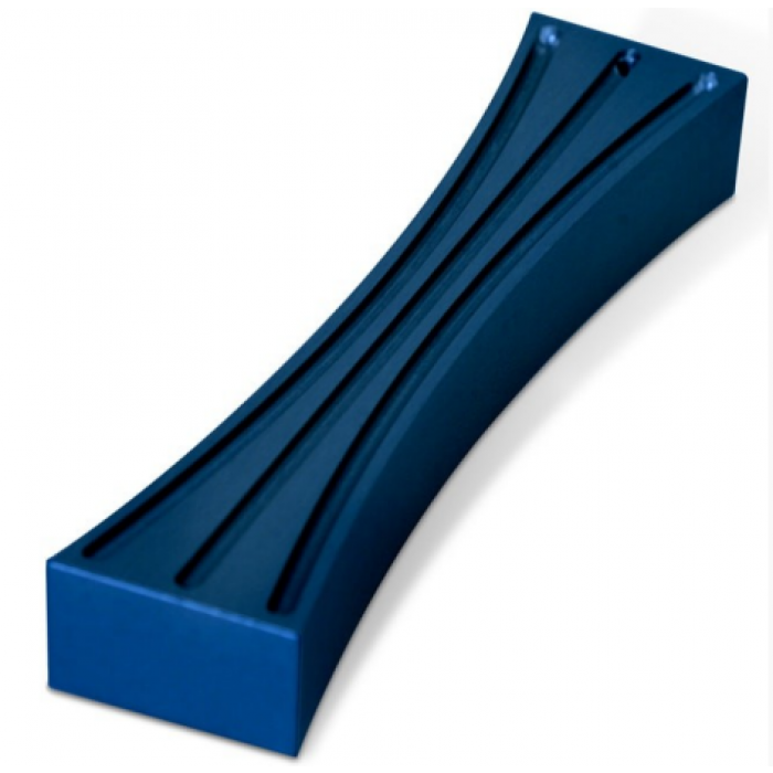 Hour Glass Shaped Blue Mezuzah with Shin in Anodized Aluminum by Nadav Art