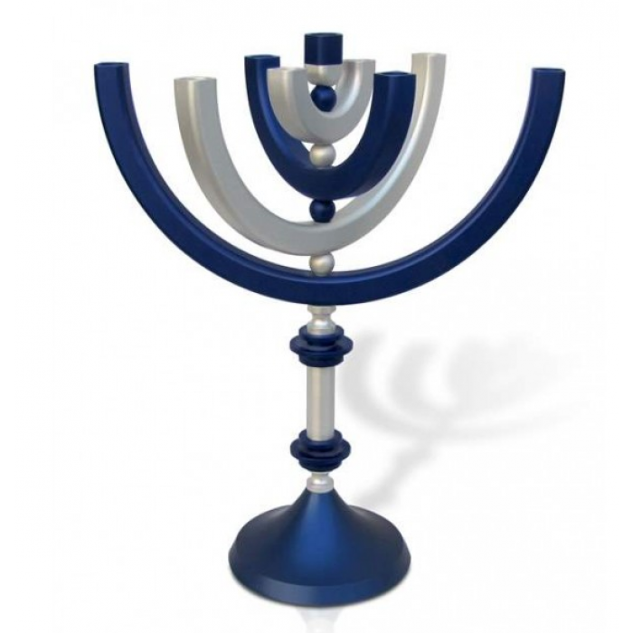 Kinetic Hanukkah Menorah with Matte Finish in Blue
