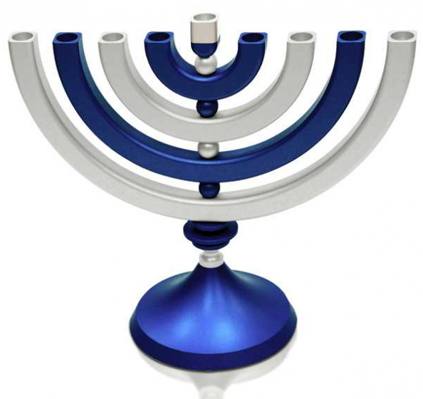 Small Kinetic Hanukkah Menorah with Matte Finish in Blue
