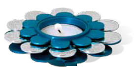 100H  Flower Havdalah Candle Holder and Spice Box Set in Blue