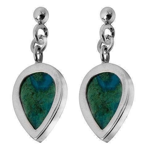 Drop Sterling Silver Earrings with Eilat Stone by Rafael Jewelry