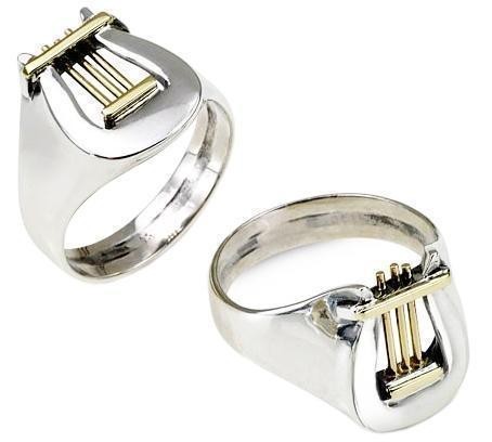 David’s Harp Ring in Sterling Silver & 9k Yellow Gold by Rafael Jewelry