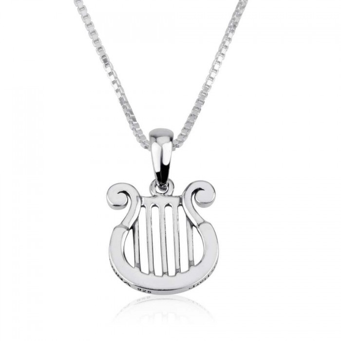 Kinor of David Pendant in 925 Sterling Silver Without Stones
