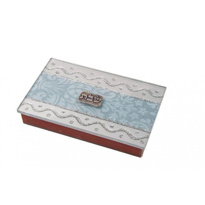 Glass Matchbox with Floral Pattern in Blue