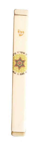 Ceramic Mezuzah with Star of David & Blessings