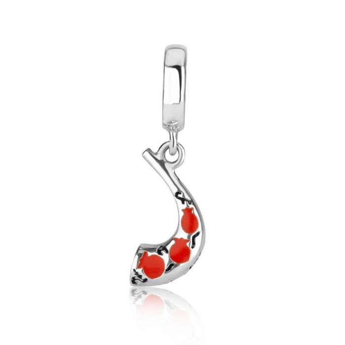 Ram’s Horn in 925 Sterling Silver with Red Enamel Finish
