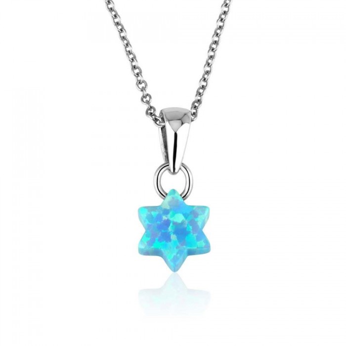 Star of David Pendant made From Blue Opal Stone
