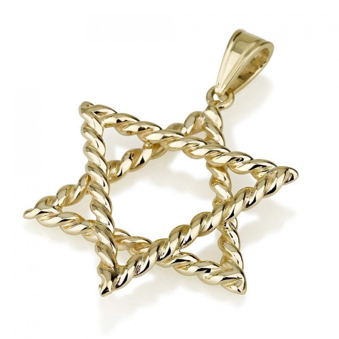 14K Gold Tight Twisted Rope Star of David Pendant by Ben Jewelry
