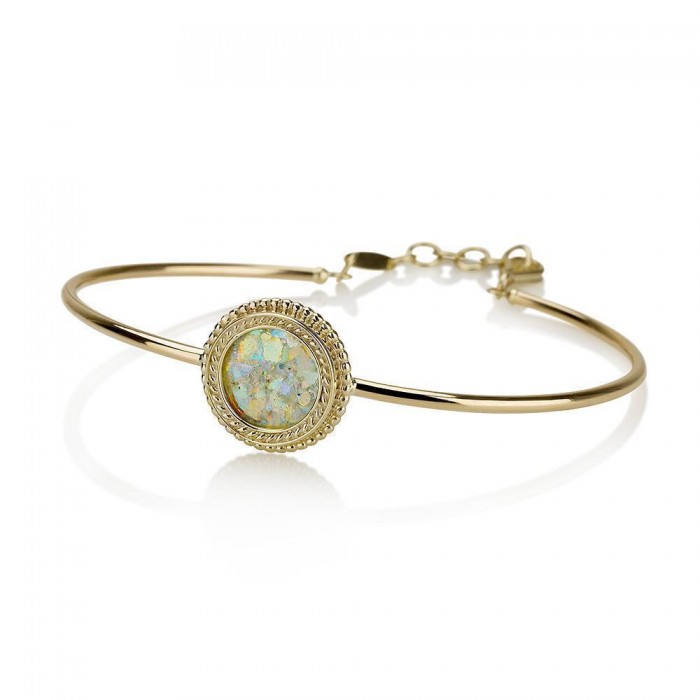 Bracelet in 18K Yellow Gold with Roman Glass by Ben Jewelry