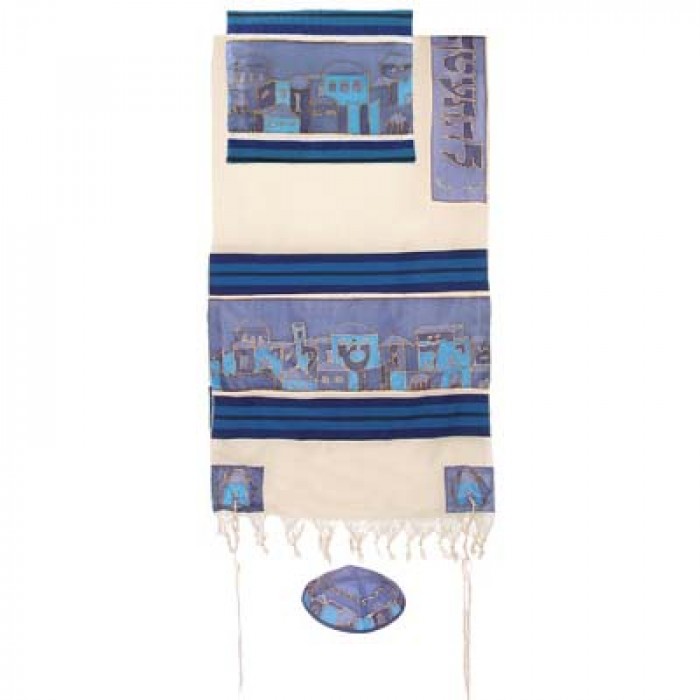 Set de Talit Yair Emanuel - Jérusalem Bleu Foncé